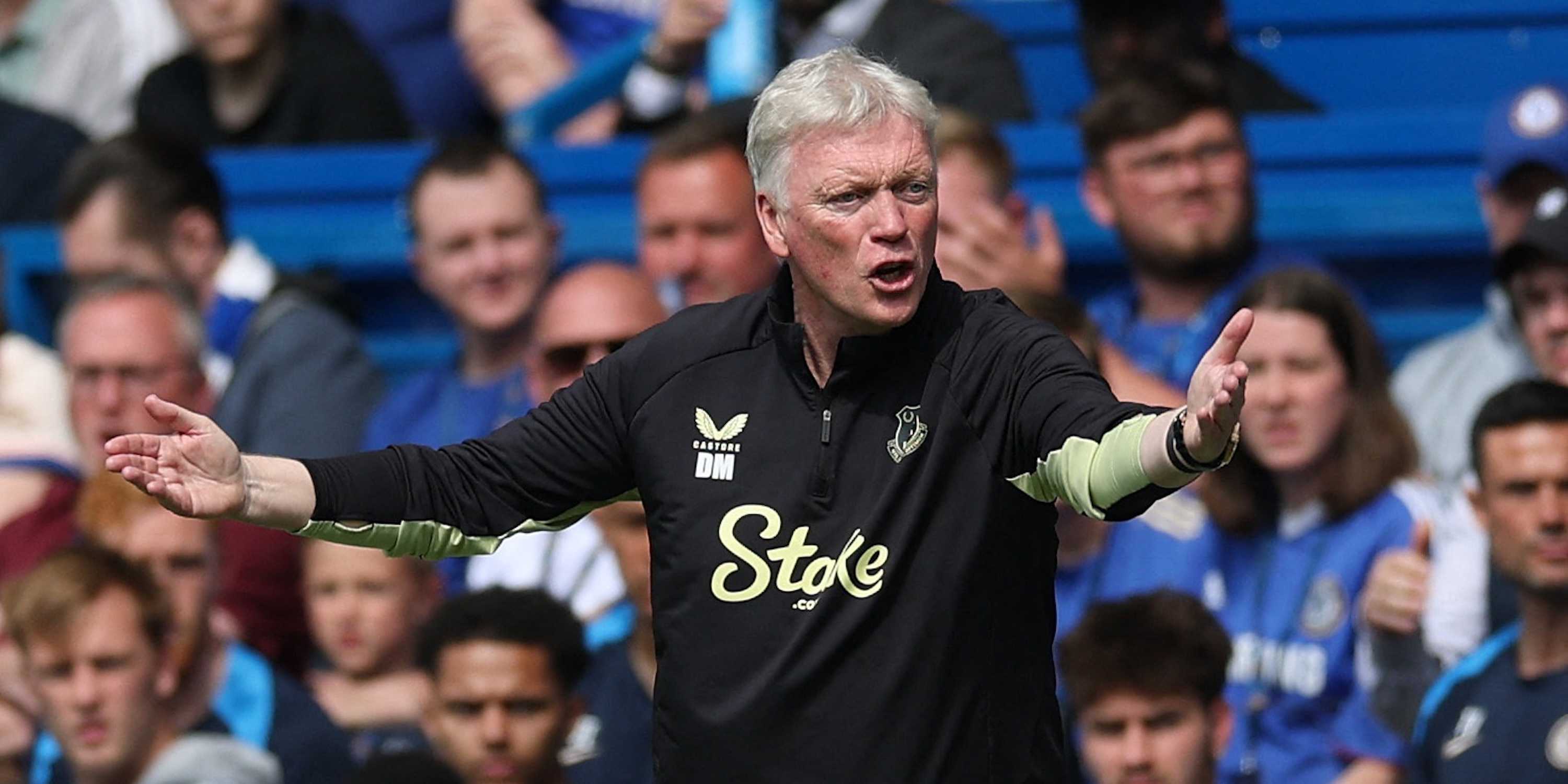 Everton manager David Moyes reacts