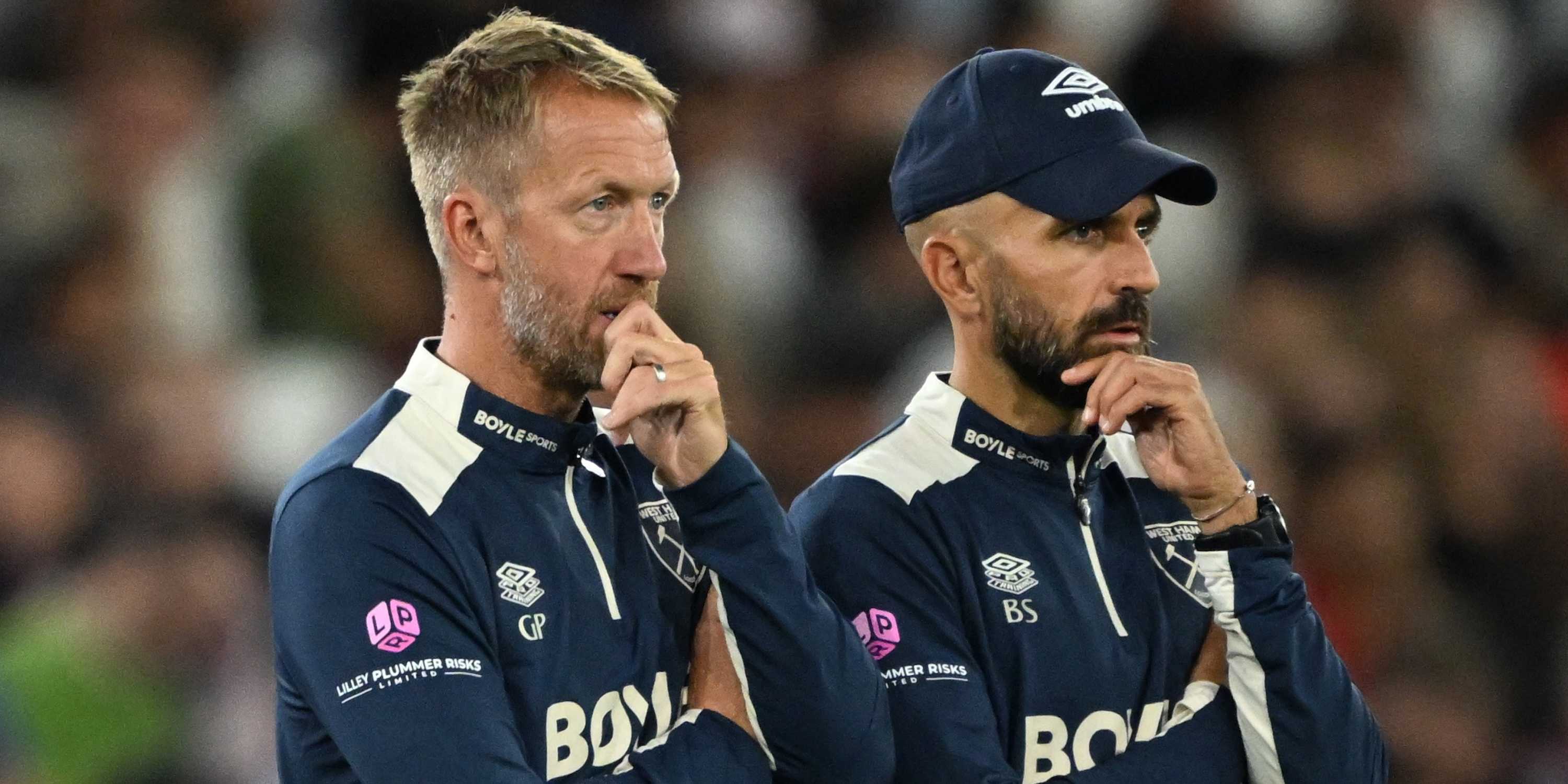 West Ham United manager Graham Potter and assistant manager Bruno Saltor