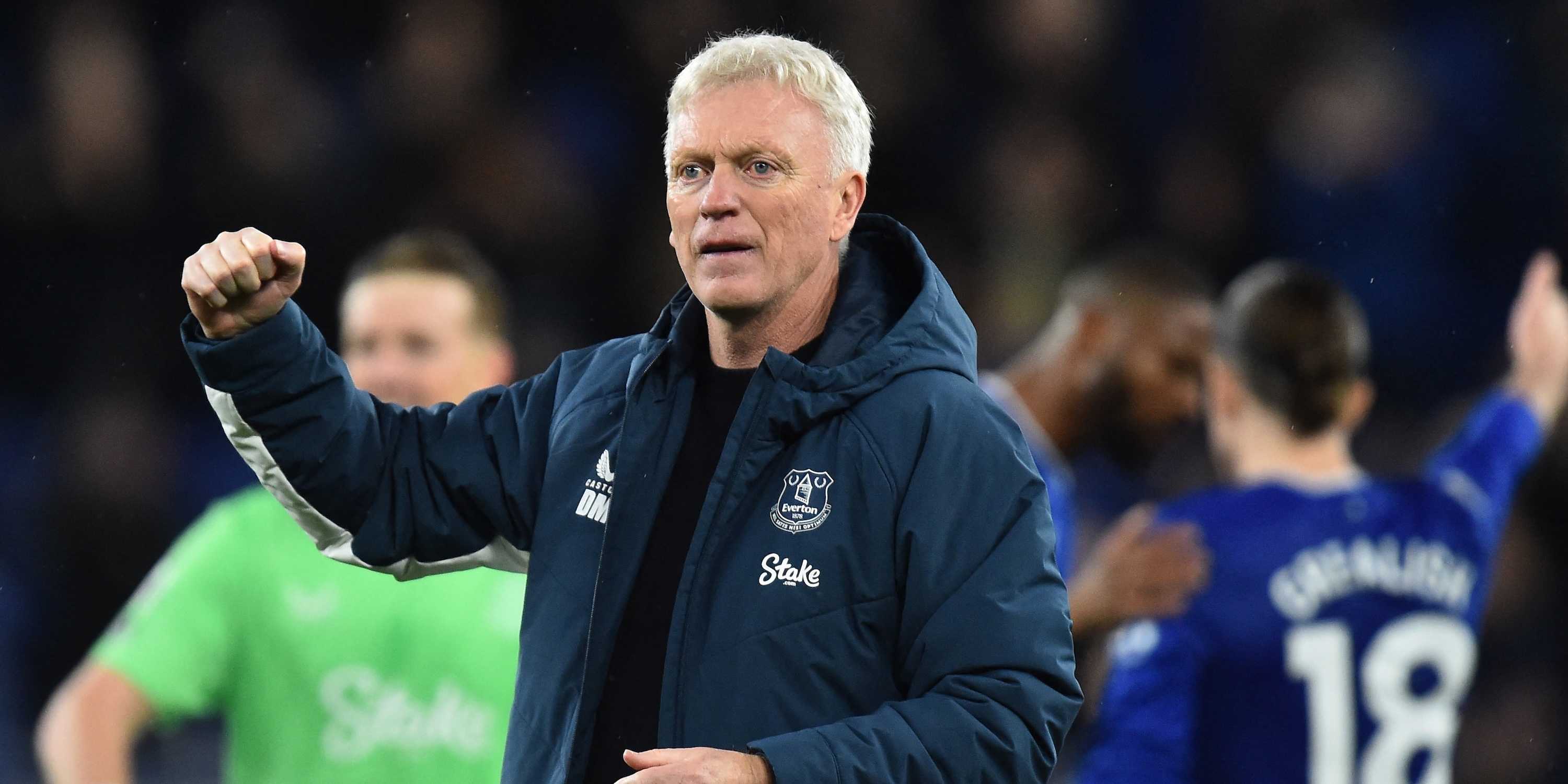 Everton manager David Moyes celebrates after the match
