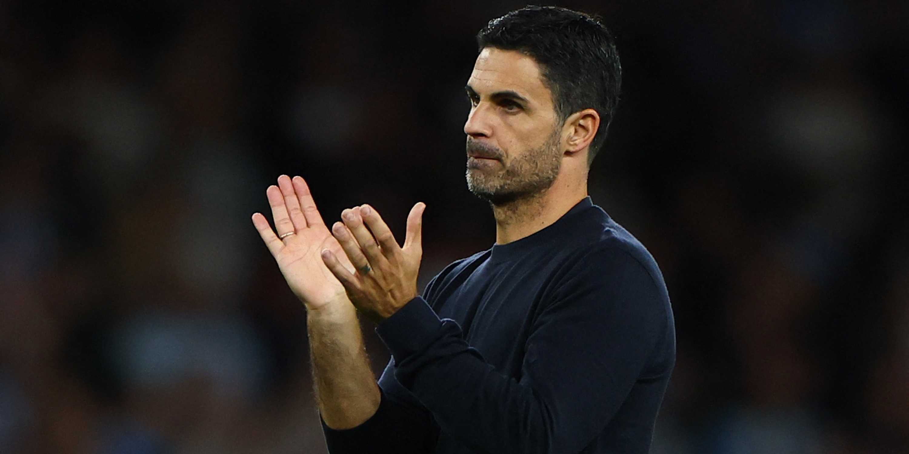 Arsenal manager Mikel Arteta applauds fans after the match