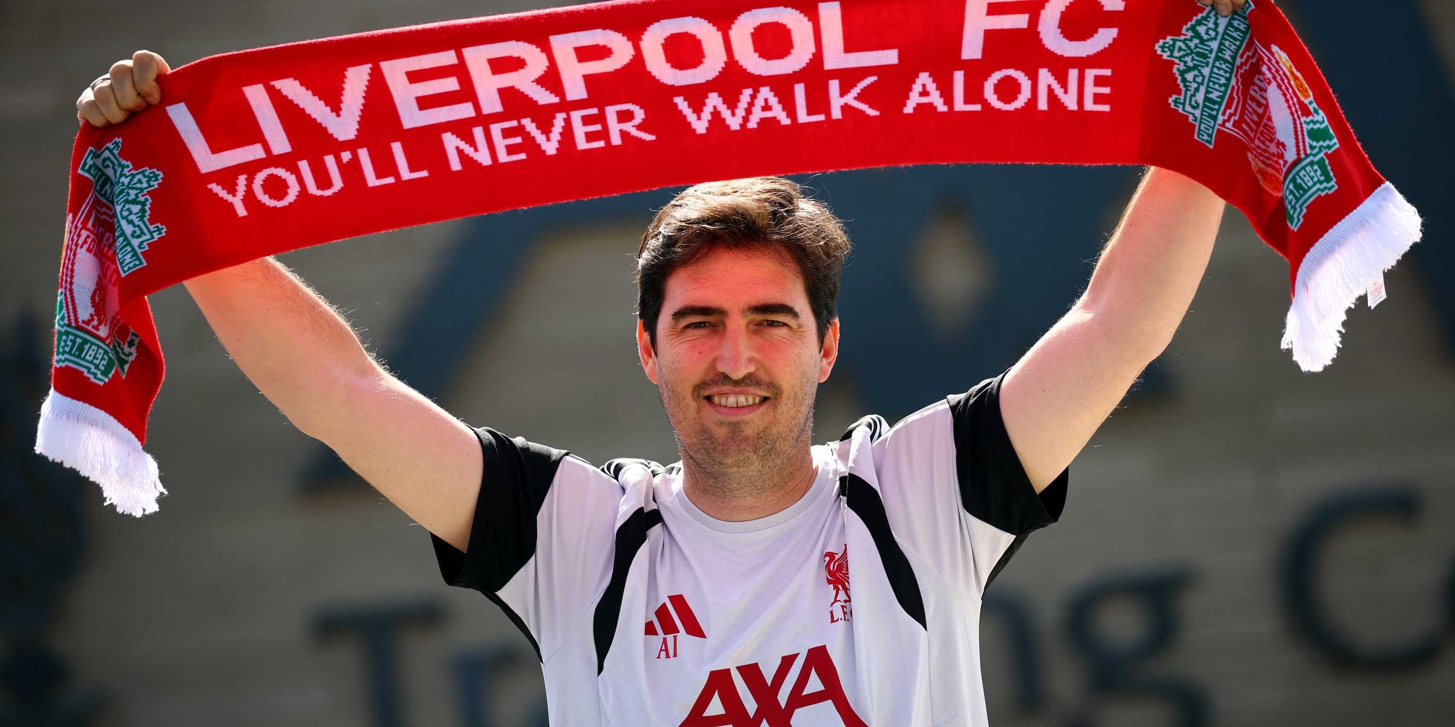 Liverpool manager Androni Iraola poses for a photograph before the press conference