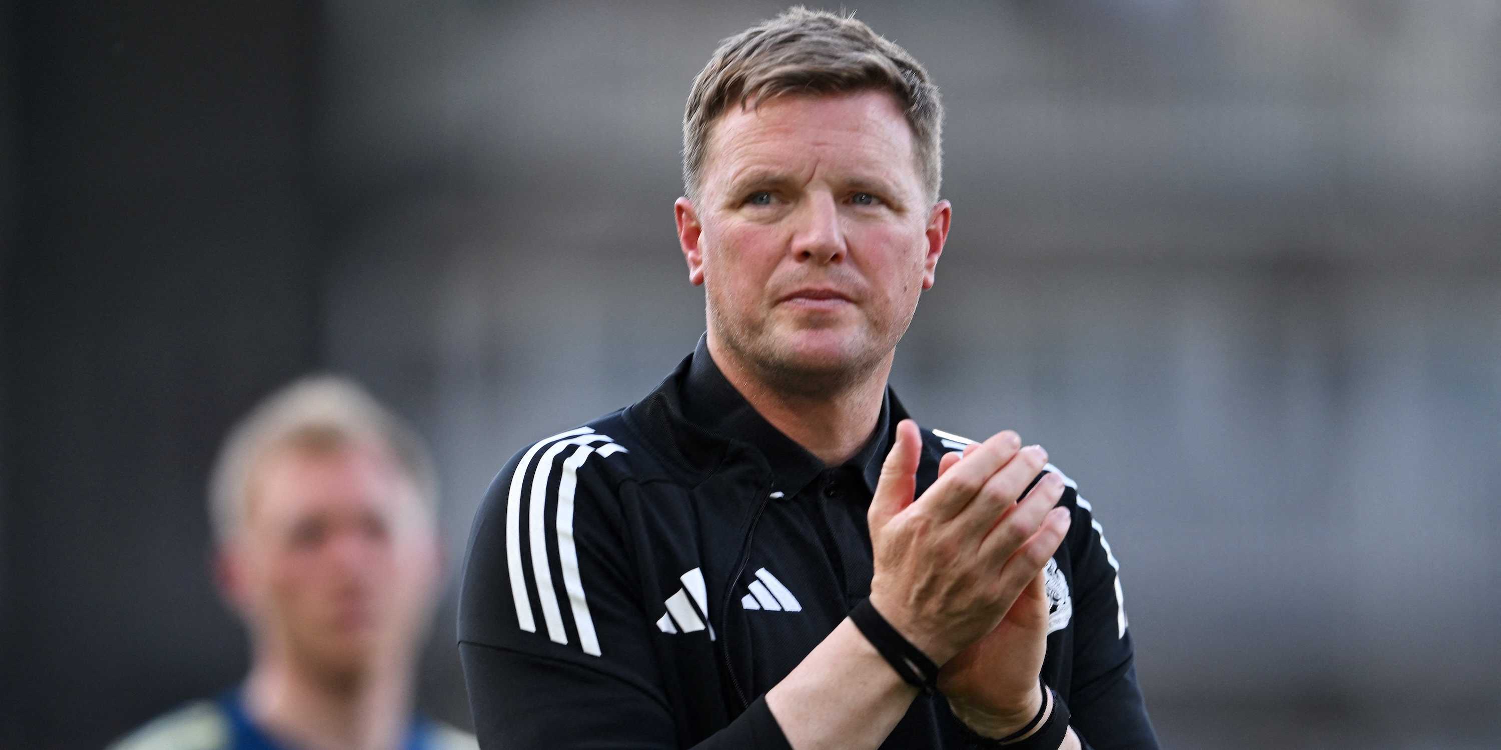 Newcastle United manager Eddie Howe applauds fans after the match