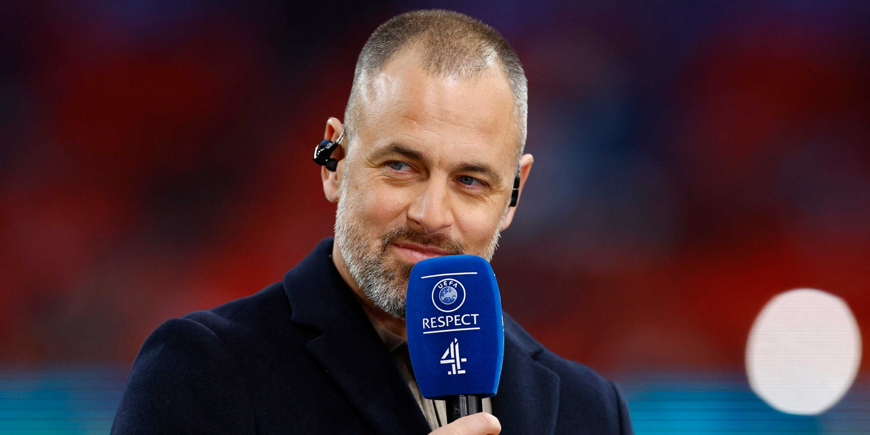 Former England player Joe Cole working as a pundit for Channel 4 before the match